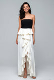 Strapless Ruffled Black And White A Line Long Formal Dress