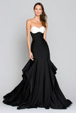 Ruffled Black And White Sweetheart Mermaid Formal Dress