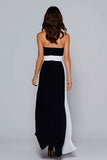 Black And White A Line Strapless Long Formal Dress