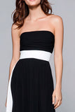 Black And White A Line Strapless Long Formal Dress