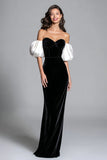 Off The Shoulder Black And White Sheath Formal Dress