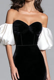 Off The Shoulder Black And White Sheath Formal Dress