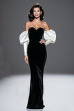 Long Sleeve Black And White Mermaid Long Formal Dress
