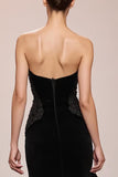 Black Velvet Mermaid Strapless Long Evening Dress