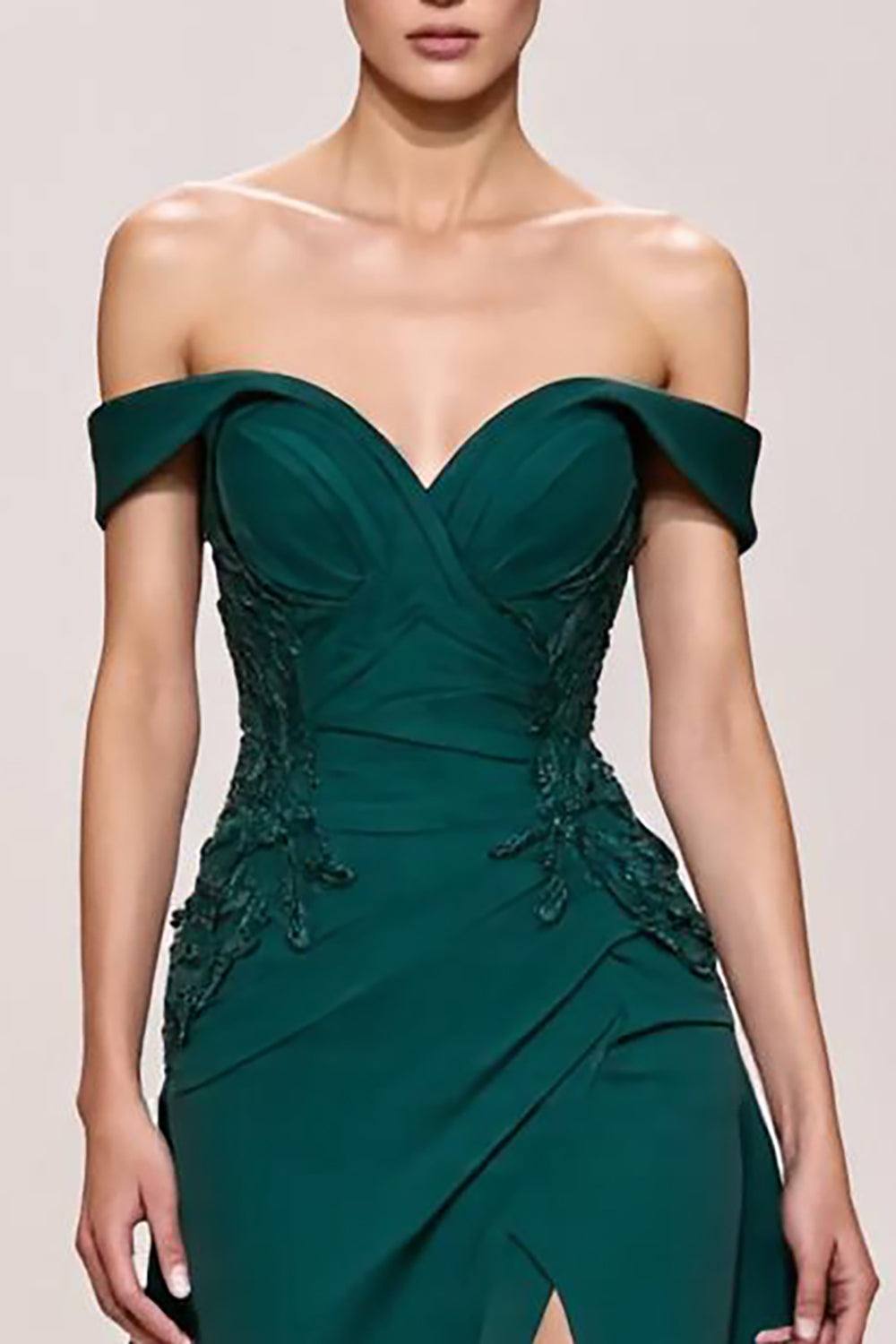 WEDTREND Women Light Green Satin Evening Dress With Slit A Line