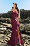 Shimmering Strapless Mermaid Champagne Evening Dress with Sequins