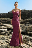 Shimmering Strapless Mermaid Champagne Evening Dress with Sequins