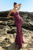Shimmering Strapless Mermaid Champagne Evening Dress with Sequins