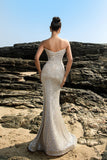 Shimmering Strapless Mermaid Champagne Evening Dress with Sequins