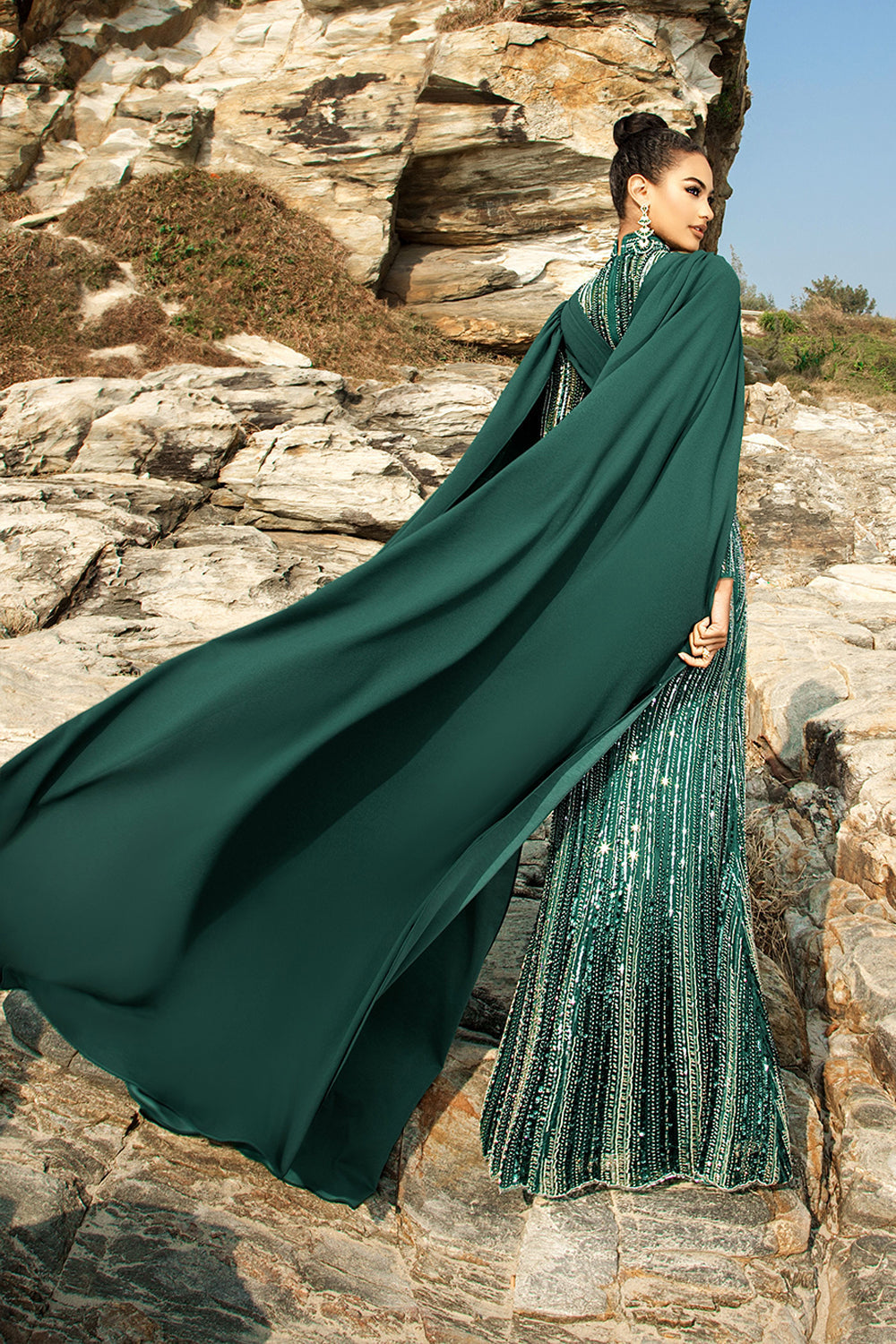 WEDTREND Women Sparkly Evening Dress with Sleeves Dark Green Cape Mermaid Prom Dress Wedtrend UK WEDTREND Women Sparkly Evening Dress with Sleeves Dark Green Cape Mermaid Prom Dress Wedtrend UK