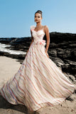Apricot Sequin Evening Dress with 3D Flowers