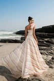 Apricot Sequin Evening Dress with 3D Flowers