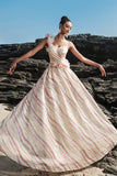 Apricot Sequin Evening Dress with 3D Flowers