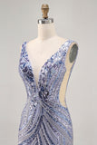 Sparkly Lilac V-Neck Sequins Bodycon Short Prom Dress