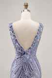 Sparkly Lilac V-Neck Sequins Bodycon Short Prom Dress
