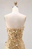 Sparkly Corset Pink Mermaid Sweetheart Long Prom Dress With Slit