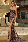Coffee Leopard Corset Strapless Long Prom Dress