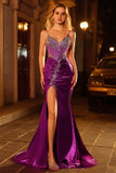 Sparkly Golden Metallic Mermaid Prom Dress with Rhinestones