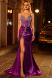 Sparkly Golden Metallic Mermaid Prom Dress with Rhinestones