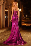 Sparkly Dark Purple Mermaid Ruched Prom Dress