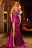Sparkly Dark Purple Mermaid Ruched Prom Dress
