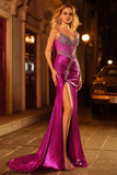 Sparkly Dark Purple Mermaid Ruched Prom Dress