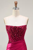 Burgundy Beaded Mermaid Corset Prom Dress