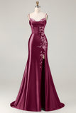 Mermaid Navy Corset Satin Prom Dress with Appliques