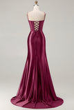 Mermaid Navy Corset Satin Prom Dress with Appliques