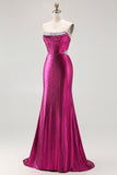 Fuchsia Corset Mermaid Metallic Prom Dress