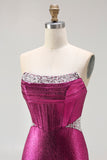 Fuchsia Corset Mermaid Metallic Prom Dress