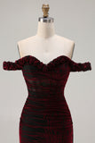 Black Red Off the Shoulder Mermaid Long Prom Dress