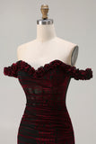 Black Red Off the Shoulder Mermaid Long Prom Dress