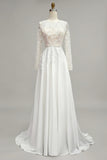 Ivory Long Sleeve Lace A-Line Wedding Dress