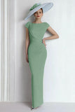 Sheath Chiffon Blue Bateau Mother of the Bride Dress with Cap Sleeves