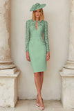 Lace Blush Pink Sheath Stretch Satin Mother of the Bride Dress
