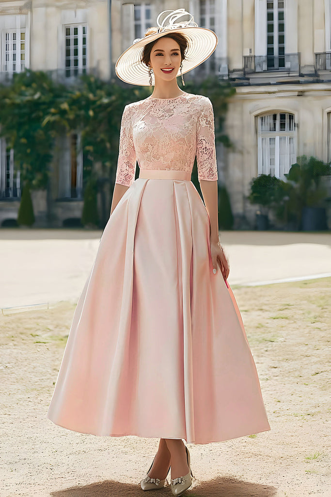 WEDTREND Women Blush Pink Satin Long Mother of the Bride Dress with