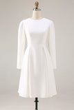Ivory A-Line Long Sleeve Engagement Dress