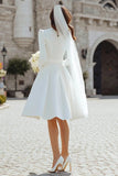 Ivory A-Line Long Sleeve Engagement Dress