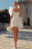 One Shoulder Ivory Tulle Bridal Shower Dress