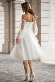 Ivory Polka Dot A-Line Off The Shoulder Bridal Shower Dress With Removable Sleeves