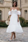 Strapless A-Line Ivory Engagement Dress With Removable Sleeves