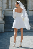 Ivory Square Neck Bodycon Bridal Shower Dress
