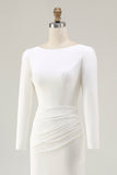 Long Sleeve Ivory Ruched Mermaid Engagement Dress