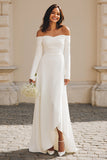 Off The Shoulder A-Line Ivory Long Sleeve Wedding Dress
