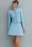 Light Blue Tweed 2-Piece Mini Work Dress
