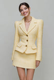 Light Yellow 2-Piece Notched Lapel Work Suit