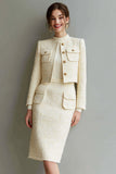 Ivory Tweed 2-Piece Single Breasted Mini Work Dress