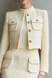Ivory Tweed 2-Piece Single Breasted Mini Work Dress