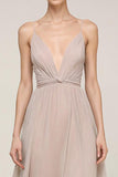 Fog V Neck A Line Ruched Long Evening Dress